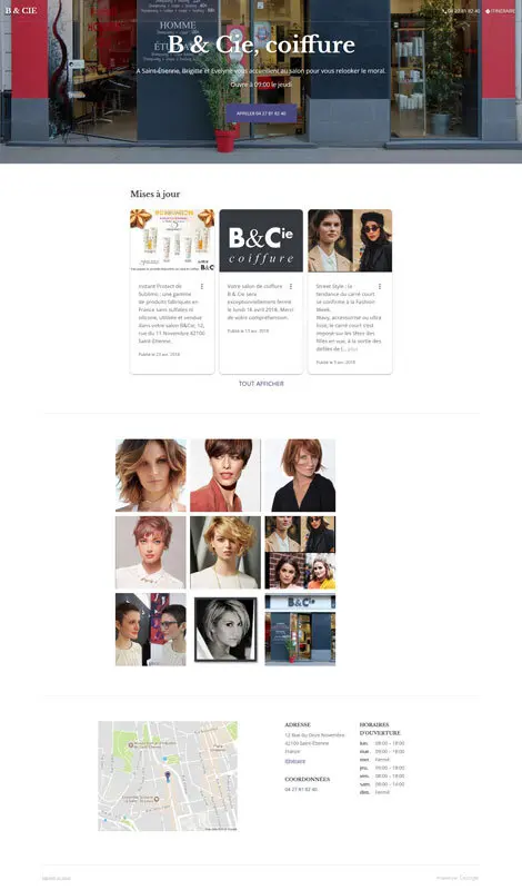 Site web gratuit One Page B& Cie avec Google