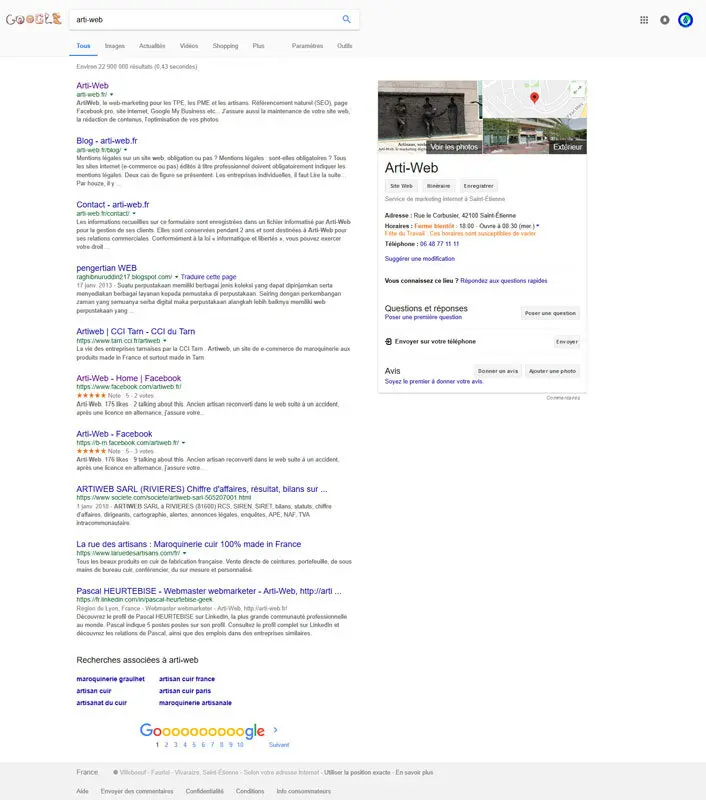 Recherche d'entreprise sur le web avec Google 